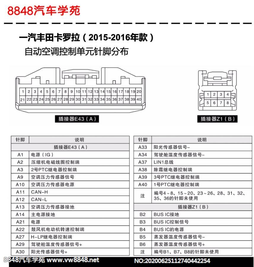 2015-2016年丰田卡罗拉和雷凌自动空调控制单元